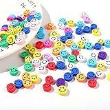 100 STÜCKE süße Fruchtperlen,10 mm Handgemachte Polymer Clay Perlen Fruchtperlen für Armband Halskette Haarnadel Schmuck machen Kit für Mädchen (Smiley)