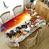 CCBAO 3D-Tischdecke Retro-Muster Rechteckige wasserdichte Tischdecke Leicht Zu Reinigen Waschbare Küche Antifouling-Tischdecke Café Quadratischer Tisch Wohnzimmerdekoration Garten 140x220