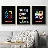 Nur EIN weiteres Spiel Poster und Drucke Gamer Gaming Wandkunst Mode Leinwand Malerei Playstation Tasten Jungen Zimmer Dekor Bild 50x70cmx3 Kein R