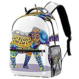 Kinder Schulrucksack für Jungen Mädchen Fashion Rucksäcke Damen Lässiger Rucksack Jugend Bunter Elefant Einschulung