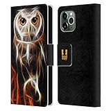 Head Case Designs Eule Wildfeuer Leder Brieftaschen Handyhülle Hülle Huelle und Passende Designer Hintergrundbilder kompatibel mit Apple iPhone 11