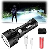 P70 Taschenlampe Led 30000-100000 Lumen, Extrem Hell Taschenlampe USB Aufladbar Taktische Taschenlampen IPX6 Wasserdicht 3 Lichtmodi für Camping Wandern Notfälle (50W-P70, Einzelbatterie)