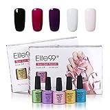 UV Nagellack set von Elite99 soak off nagelgel farben auflösbarer peel off nagellack uv nagellack starterset 5x 7.3ML