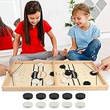 Beinhome Brettspiel Hockey, Bouncing Brettspiel, Interaktive 2 in1 Eltern-Kind Interaktion Katapult Brettspiel Tischhockey Holz, Brettspiel Fast Sling Puck Holz Spielzeug für Kinder (Groß)