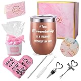 MARCHIORI Tasse Geschenk Set Freunde Geschenk A True Friendship is a Journey Without an end Geburtstag Geschenke für Freunde Weiblich Cupcake Socken Geschenk