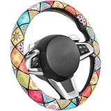 SEG Direct Mandala Lenkradhülle Mikrofaser Leder Autolenkradabdeckung Lenkradbezug für Frauen Mädchen, Standardgröße für 37-39cm Außendurchmesser Lenk