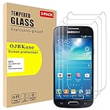 OJBKase [3 Stück Samsung Galaxy S4 Mini, Schutzfolie Panzerglas Panzerglasfolie Displayschutzfolie, 2.5D 9H Härte und Hohe-Auflösung, Anti-Kratzen, Anti-Öl, Anti-B