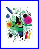 Germanposters Joan Miro Der singende Fisch (100 x 70 cm) Poster Kunstdruck mit Alu Rahmen blau 76x106