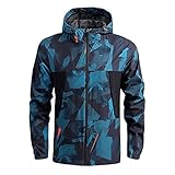 erthome1 Softshelljacke Herren Wasserdicht Übergangsjacke mit Kapuze Mode Camouflage Leichte Regenjacke Funktionsjacke Winddicht Sportjacke Trekkingjacke Atmungsaktiv Freizeit Outdoor Große Größ