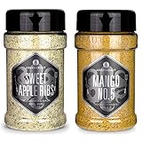 Ankerkraut Sweet Apple Ribs, 240g im Streuer, fruchtiger BBQ-Rub für Spare-Ribs und Schwein & Mango No.5, BBQ-Rub und Grillgewürz zum Marinieren von Fleisch/Geflügel, 240g im S