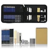 36 Stück Bleistift Zeichnen Set, Skizzieren bleistift mit radiergummi, Zeichnen Graphite Set mit Zubehör für Künstler, Anfänger, Schü