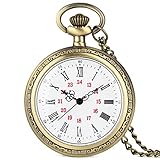 BFPFRPY Taschenuhr,Retro Herren und Damen Taschenuhr Kette Uhr Mode Anhänger Freund Geschenk weiß