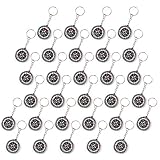 WELLGRO 30er Set Kompass Schlüsselanhänger - Mitgebsel für Kindergeburtstag, je ca. 3,5 x 1,0 cm (ØxH), schw