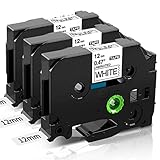 COLORWING Kompatibel Schriftband als Ersatz für Brother Tze-231 Etikettenband 12mm Laminierte Beschriftungsband für PTouch h101c h100r 1010 1000 d400, Schwarz auf Weiß Tape Cassette 12mm x 8