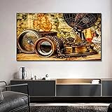 DFRES Vintage Kompass Globus Poster & Kunstdrucke GroßE Wand Bilder Bilder Antike Leinwand Bild Wohnzimmer Dekoration GemäLdewerk 70x110cm Kein R