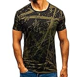 T-Shirt Herren Regular Fit Rundhals Drucken Tops Herren Work Lässig Sportshirt Herren Klassische Komfortabel Sommer T-Shirt Herren Mode Kurzarm Shirt H