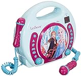 Lexibook Disney’s Die Eiskönigin, Anna und Elsa CD-Player mit 2 Spielzeug-Mikrophonen, Kopfhöreranschluss, Batteriebetrieben, Blau / Weiß, RCDK100FZ