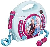 Lexibook Disney’s Die Eiskönigin, Anna und Elsa CD-Player mit 2 Spielzeug-Mikrophonen, Kopfhöreranschluss, Batteriebetrieben, Blau / Weiß, RCDK100FZ