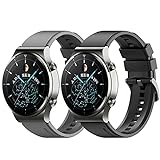 Keweni Armband Kompatibel mit Huawei Watch GT2 Pro, Quick-Fit Ersatz Armbänder für Honor Watch Magic/Honor GS Pro/Huawei GT2 46mm, 22mm Silikon Ersatzarmband (Schwarz+Grau)