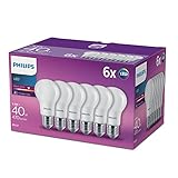 Philips LED Lampe ersetzt 40W, E27, A60, 6-er Pack, warmweiß (2700 Kelvin), 470 Lumen,