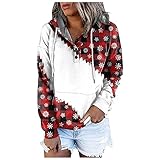 TTWOMEN Weihnachten Damen Winter Rundhalsausschnitt Langarm Pullover Tops Lässige Print Warm Loose Fit Bluse Mit Kapuze Sw