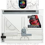 OfficeTree Zeichenplatte A4 - Inkl. Tragetasche, Schiebelineal, Geodreieck uvm. - Zeichenbrett A4 für exaktes Arbeiten - DIN A4 Zeichenp
