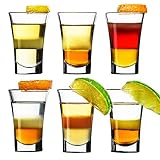 6er Schnapsgläser Shotgläser Set Glas 4cl , Pinnchen Gläser für Whisky, Tequila, Wodka und Liköre，Spü