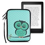 kwmobile Tasche für eReader - Neopren Hülle Schutzhülle Eule Schlaf Türkis Braun Mintgrün - 17 x 12 x 2 cm Innenmaß