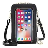 MoKo Handytasche, PU Leder Handy Umhängetasche mit Kartenfächen Brieftasche Schultertasche Kompatibel mit iPhone 12/12 Pro Max, iPhone 11 Pro Max/XS Max, Galaxy S21/21+, Schw