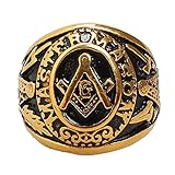 Freimaurer Herren Gold Ton Freimaurer Master Mason Edelstahl Freimaurer Ring11