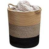 ZLG Baumwollseil-Korb, Baby-Wäschekorb, Spielzeug-Aufbewahrungskorb, Kinderzimmerkorb, weiche Aufbewahrungskörbe (braun-schwarz, 41,7 x 35,8 x 45,9 cm)