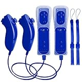 TechKen drahtlose Fernbedienung und Nunchuck,Spiel-Joysticks mit integriertem Motion Plus-Controller für Wii & Wii U 2 dunkelb