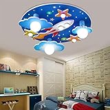 Kinderzimmer Deckenleuchte Universum Sterne Deckenlampe Mit Weißem LED-Licht E27 Kronleuchter Lampe Jungen Mädchen Schlafzimmer Cartoon Beleuchtung Kindergarten E14 Babyzimmer Wohnzimmer Flurlamp