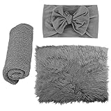ZOYLINK Baby Fotoshooting, 3 Stücke Baby Decke Haarband DIY Newborn Fotoshooting Requisiten Accessoires Foto Requisiten Neugeborenen Foto Prop Nette Dekorative Swaddle Wrap Fotografie Matte Stirnb
