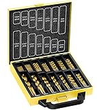 Topec Metallbohrer Set, 108-teilige HSS Bohrer Set，Titan Beschichtung Spiralbohrer 1.5-10mm für Metall, Holz und Stahl mit 118° Spitze und Metallkoffer （14 Spezifikationen）