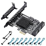 BEYIMEI PCIE SATA Karte 8 Ports, SATA 3.0 Controller Erweiterungskarte, PCI-E X1 3.0 Gen3 (6Gbps) Controller Karte, für Windows10/8/ Ubuntu(ASM1064+JMB575)