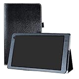 LFDZ Medion Lifetab X10605 Hülle, Schutzhülle mit Hochwertiges PU Leder Tasche Case für 10.1' Medion Lifetab X10605 P10606 P10605 P10602 P10601 X10605 X10607 Tablet,Schw