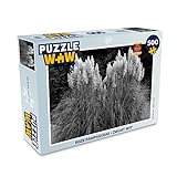 MuchoWow Puzzle 500 Teile - Rosa Pampasgras - schwarz und weiß