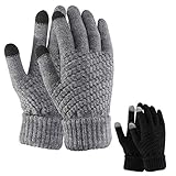 TAGVO 2 Paar Frauen Winter Strickhandschuhe,Paar Warme Handschuhe,Touchscreen Dünne Fleece Liner Vollfingerhandschuhe,Geeignet Für Indoor-Freizeitarbeit Oder Outdoor-Fahren Pendeln Eink