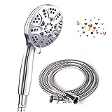 Duschkopf mit Schlauch, Edelstahl Handbrause Kit Shower Head mit 6 Strahlarten Duschkopf Regendusche Wassersparend Brausekopf Handheld Hochdruck Duschbrause Set (Duschkopf +1,5m Schlauch)