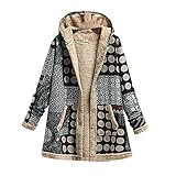 Blingko Damen Winterjacke mit Kapuze Plüschjacke Wanderpulli Übergroße Outdoorjacke: Gefüttert Warm Deckenpullover Riesen Plüschmantel Winddicht Kälteschutz Funktionsjacke Collegejack