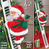 通用 Weihnachtsmann Kletterleiter, Weihnachtsmann auf Leiter, Elektrische Weihnachtsfiguren Kletternder Santa Weihnachten Elektrische Weihnachtsmann Klettern Leiter Puppe Weihnachtsdeko (B)
