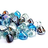 Chilli Cosmos Feuerglas Diamond 2,5 cm Feuerstelle Glassteine für Propangas oder Gas-Feuerstelle (Geschenkpackung) (9 kg, Weiß/Bernstein/Margarita, Azura-Blau)