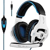 Xbox One Gaming Headset SADES SA810 Over-Ear-Kopfhörer Stereo Gaming Headset mit Mikrofon Bass Lautstärkeregler für Xbox One / PS4 / PC/Laptop (Weiß)