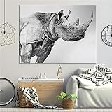 Wandbilder Afrika Tierwelt Schwarz Weißes Nashorn Leinwand Gemälde Tiere Poster Drucke Wohnzimmer Wohnkultur-50x75cm R