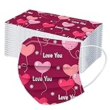 TT- 50 Stück Valentine's Day Geschenk Einweg-Gesichtsmasken, Mundschutz Masken, 3-lagige Mund Nasenbedeckung, mit elastischem Gummizug Face Cover Atmungsaktiv Bandana Halstuch Schals (B, 50PCS)