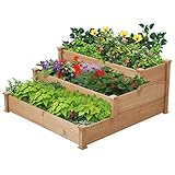 Yaheetech Hochbeet für Balkon und Garten Gartenbeet Pflanzenbeet 3-stufige Blumentreppe 120 x 120 x 56