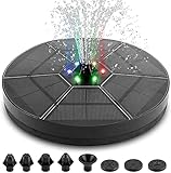 Valcano Solar Springbrunnen, 3.8W Solar Teichpumpe Wasserpumpe 6 Fontänenstile Solar Schwimmender Fontäne Pumpe Mit LED Lichtern Für Garten, Vogel-Bad,T