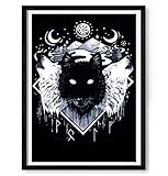 Wölfe Rudel Fenrir Wolf Odin Viking Valhalla Poster Bild Druck Print Mond Tiny T
