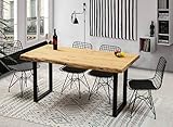Gozos Berne Esstisch Massivholz aus Baumstamm - Holztisch Esszimmer 160x80 aus massiven Holz mit U-Metallbeinen - Baumkantentisch handgefertigt aus Echtholz - Tisch mit massiver Tischplatte 50